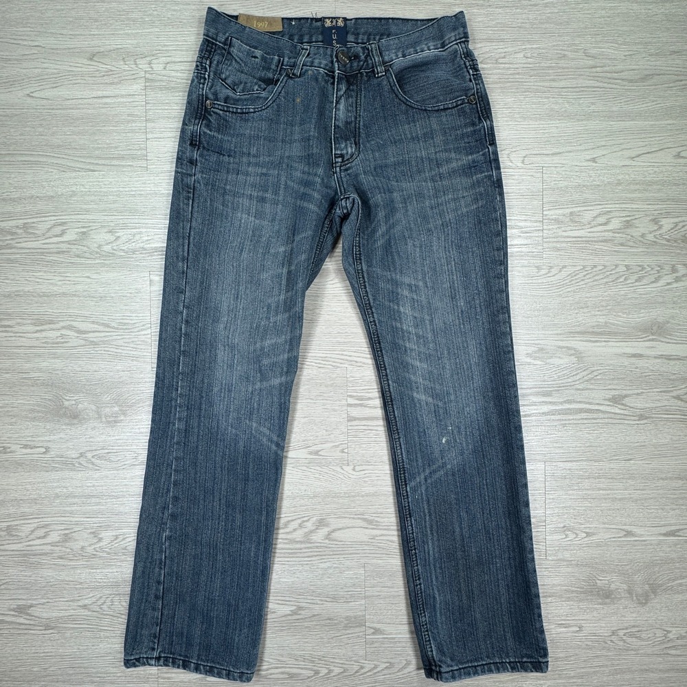F.U.S.A.I. Men's Jeans 1997 Straight Leg Blue 32x32 Embroidered Pockets Casual